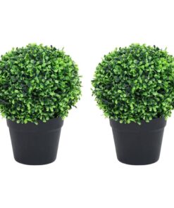 vidaXL Keinotekoinen puksipuukasvi ruukussa 2 kpl vihreä pallo 37 cm